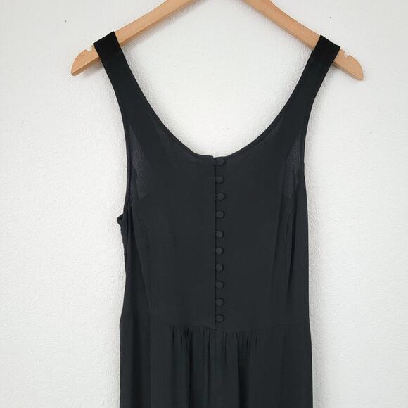 Madewell Smocked Black Button Front Wide Leg Sleeveless Jumper One Piece Size 2 - Picture 7 of 11